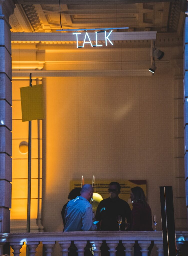 a group of people in a room